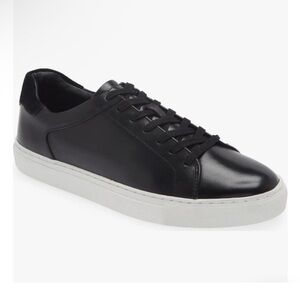 EUC Nordstrom Jace Black Leather Casual Sneakers Men’s Size 8.5M‎